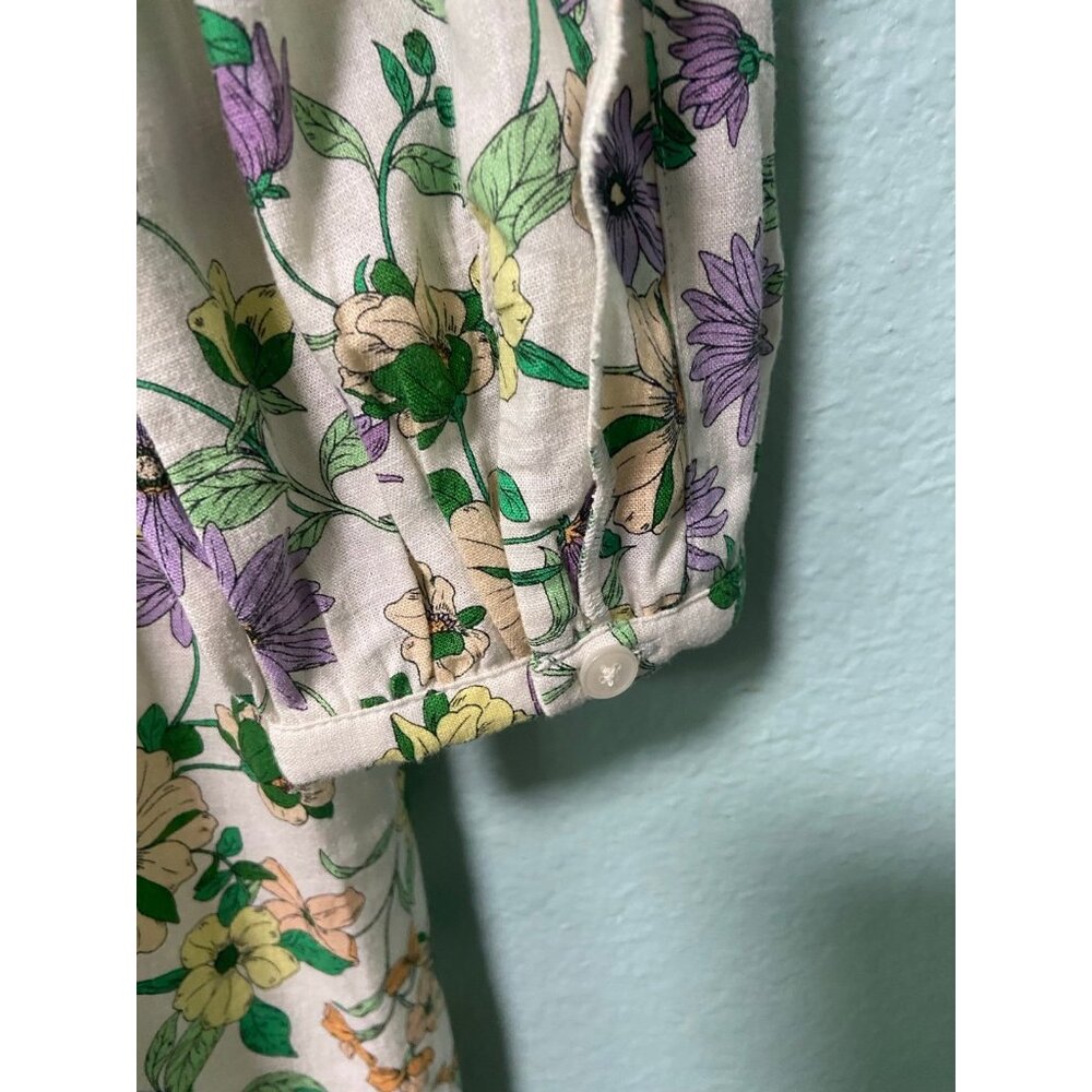 NWT Loft Women's Floral Linen Blend Long Sleeve Shift‎ Dress Size 14 - Picture 10 of 11